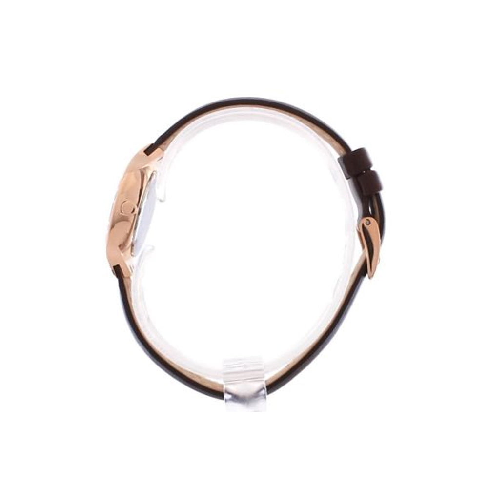 Bering Time Classic Rosegold Steel & Brown Leather Strap Womens Watch. 13328-567