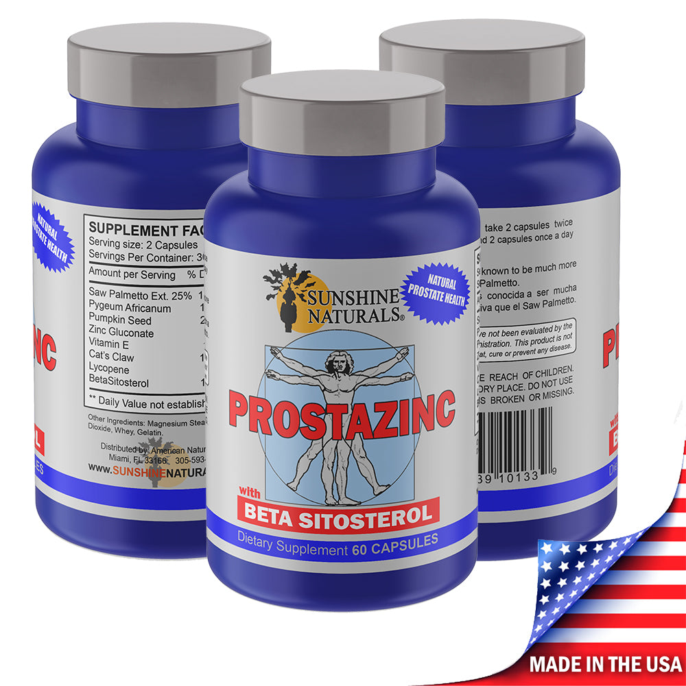 Sunshine Naturals Prostazinc Supplement. Promotes Good Prostate Health. 60 Caps