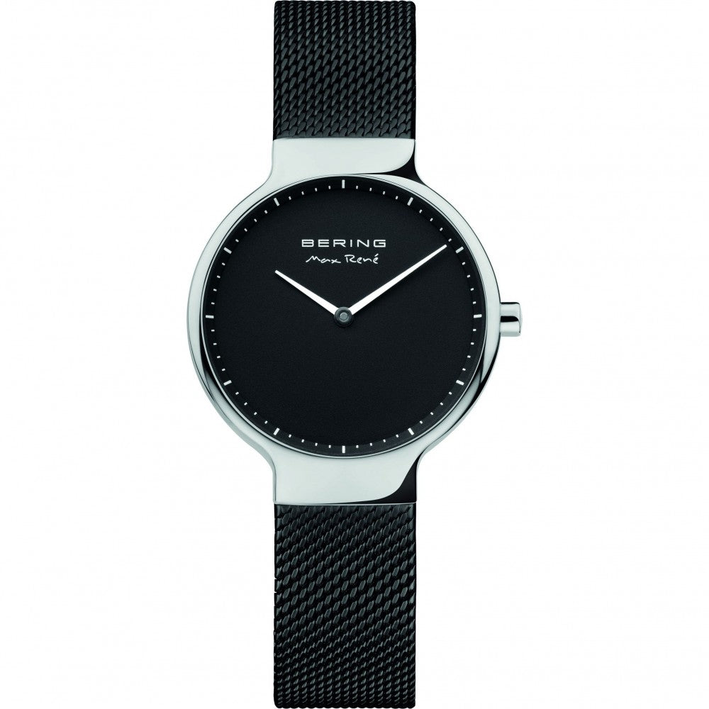 Bering Time Max René Silver Stainless Steel, Black Strap Womens Watch. 15531-102