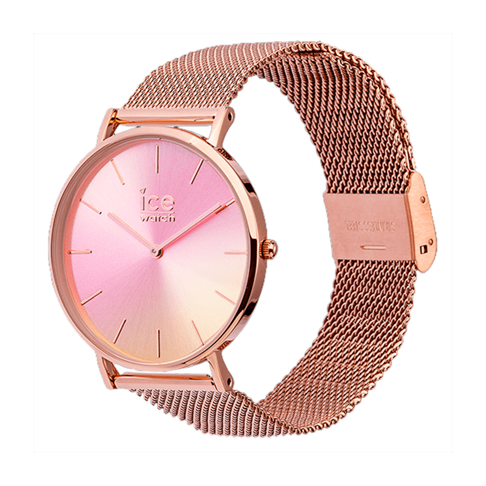 ICE City Sunset Rose Gold Stainless Steel & Milanese Strap Women's Watch. 016025
