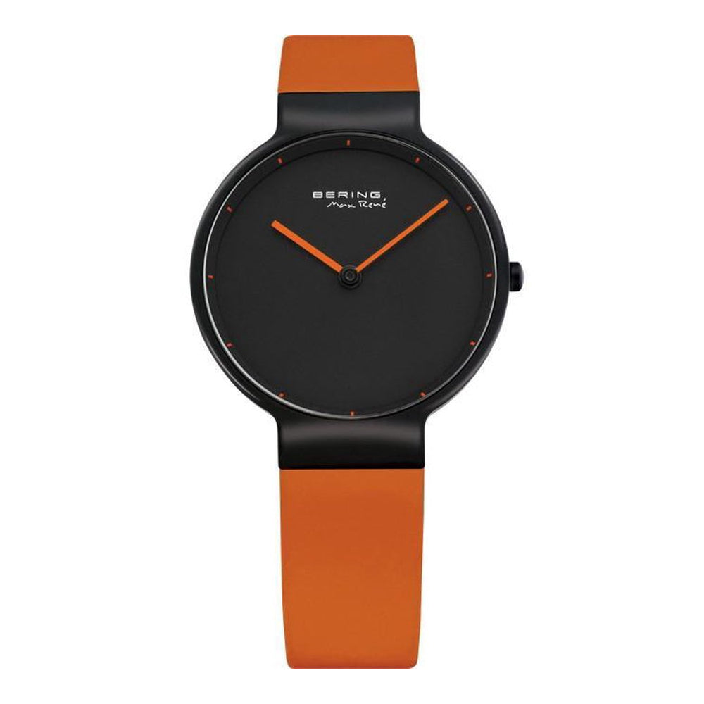 Bering Time Max Rene Black Steel with Orange Rubber Strap Men's Watch. 12631-828