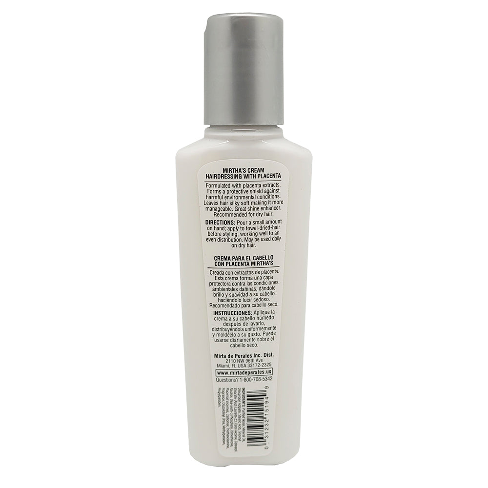 Mirta De Perales Hairdressing Cream with Placenta. Dry Hair Treatment. 4 oz