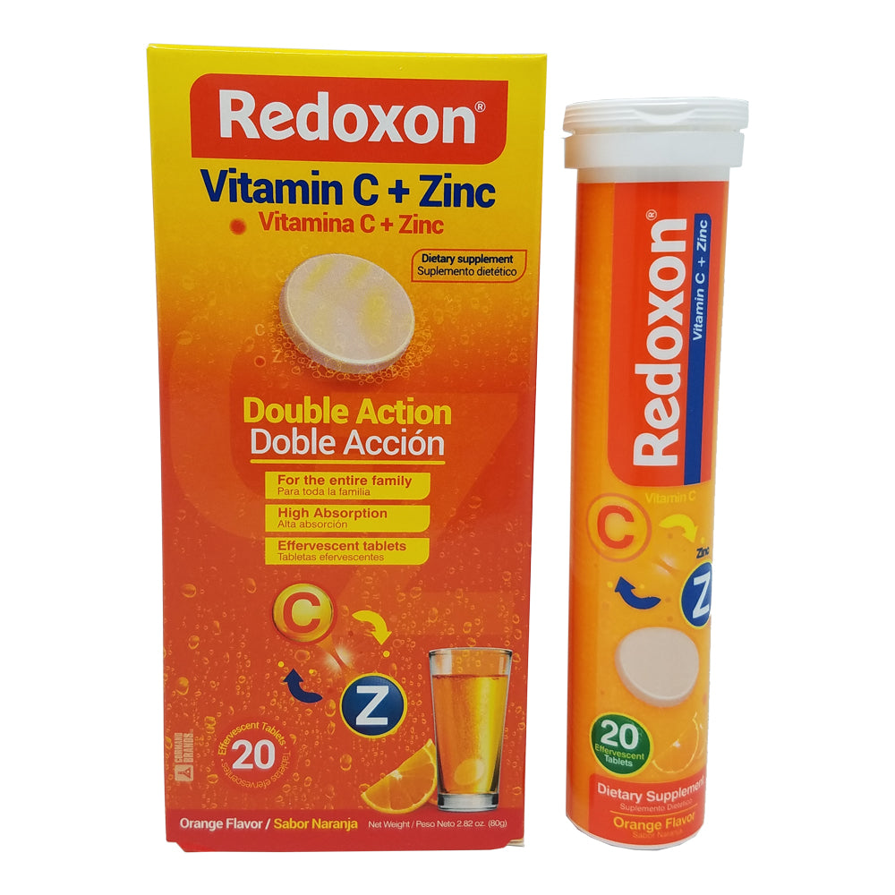 Redoxon Vitamin C with Zinc, Orange Flavored, 20 Ct, 2.82 Oz / 80 gr. Pack Of 3