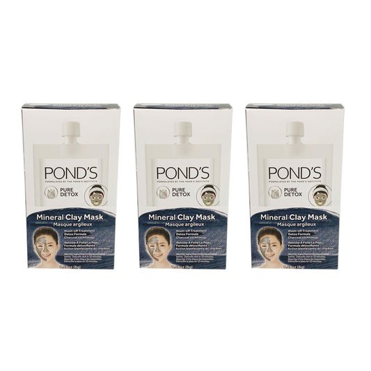 Ponds Charcoal Clay Mask 0.28 Ounce - Pack of 3