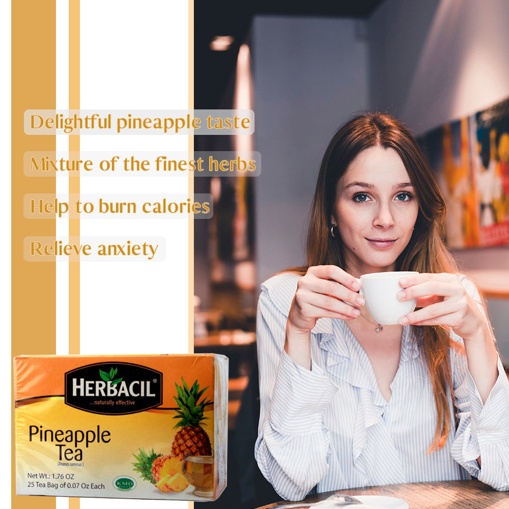 Herbacil Natural Pineapple Tea. 1.76 oz. 25 Bags. Pack of 6