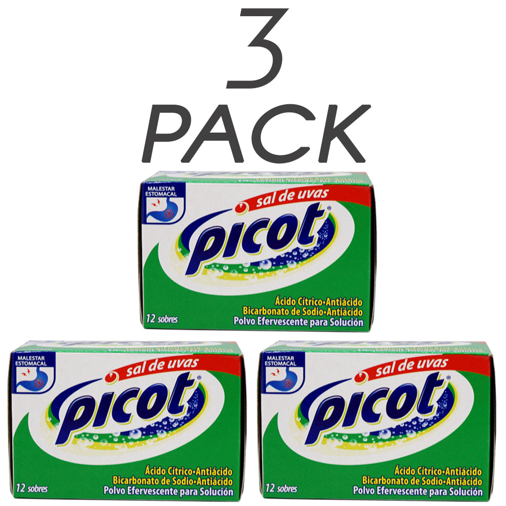 Picot Sal de Uvas, Anti-acid 12 Ct. Pack of 3