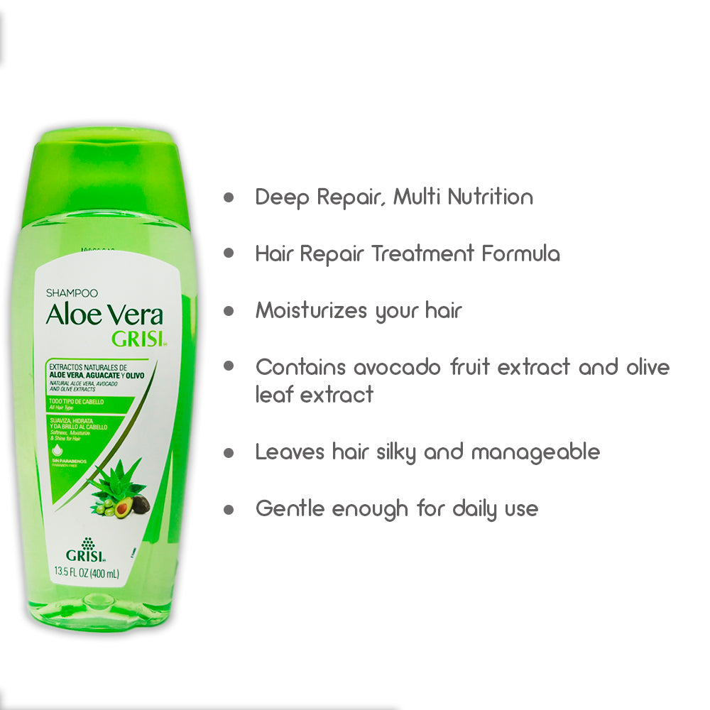 Grisi Aloe Vera Deep Repair Shampoo 13.5 Fl Oz (400 mL) Pack of 2