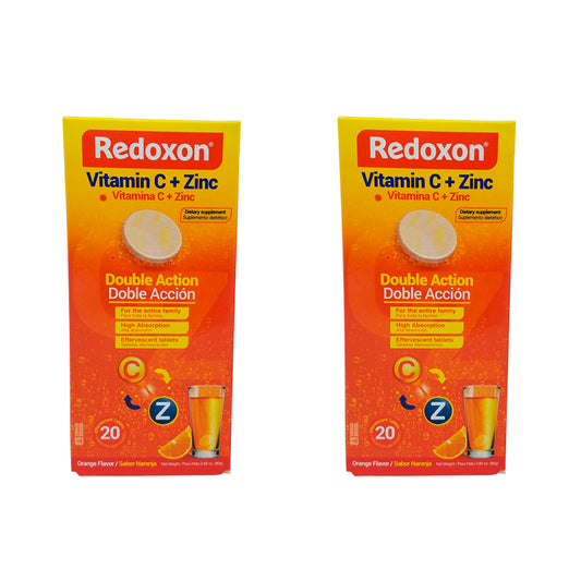 Redoxon Vitamin C with Zinc, Orange Flavored, 20 Ct, 2.82 Oz / 80 gr. Pack Of 2