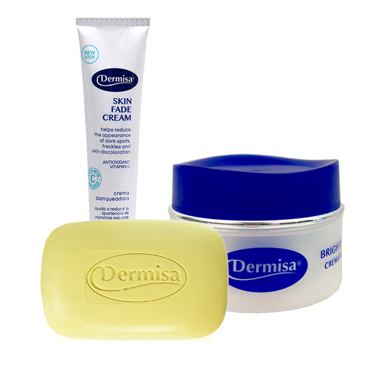 Dermisa kit, Dermisa Skin Fade Cream 1.78 Oz / 50 g. + Dermisa Brightening Cream 1.5 Oz / 42 g. + Dermisa Brightening Bar Soap 3 Oz / 85 g.