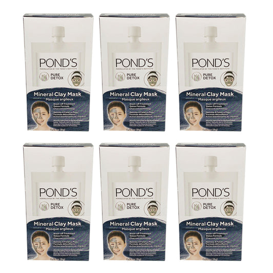 Ponds Charcoal Clay Mask 0.28 Ounce 6 Satches. Pack of 6