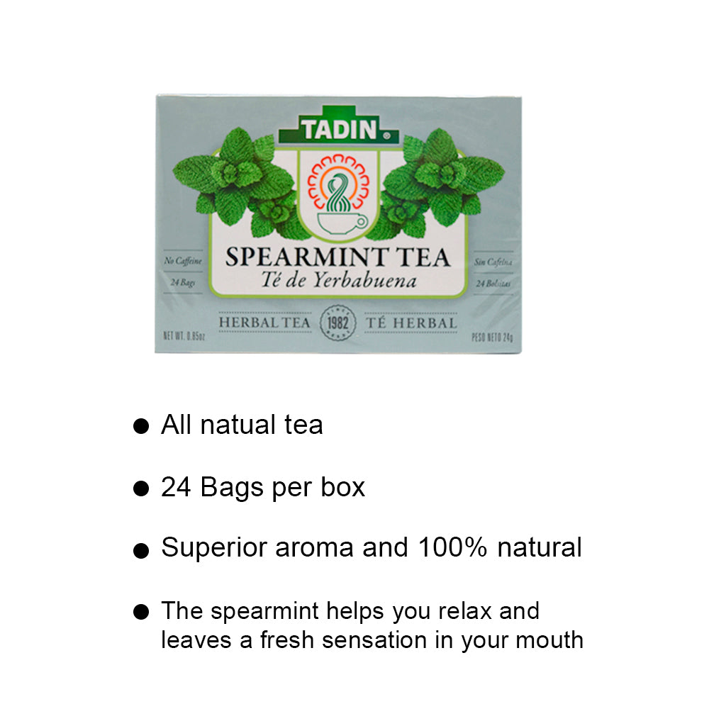 Tadin Tea Yerbabuena Spearmint 24 Bags. Pack of 4