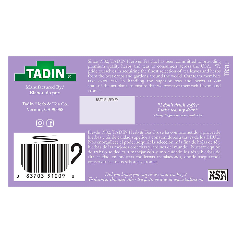 Tadin Tea Pasiflora / Passion Flower. 24 Bags. 0.84 Oz. Pack of 3