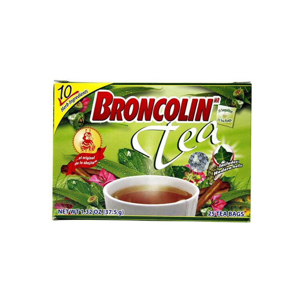 Broncolin Herbal Tea. Flu Relief. 25 Bags. 1.32 oz. Pack of 2