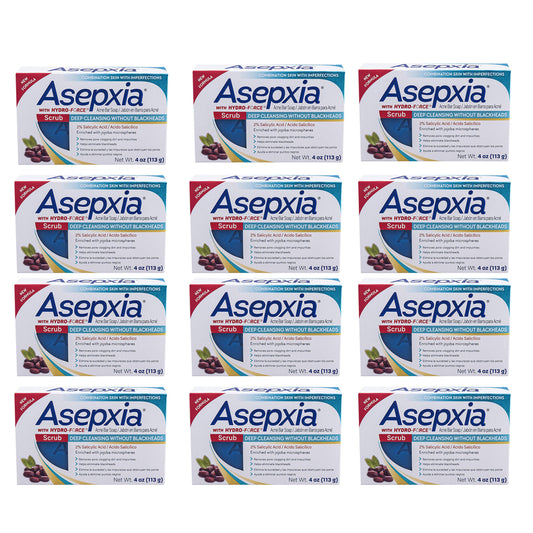 Asepxia Scrub Deep Cleansing Bar, Jabon With Hydro-Force 4oz. - Pack of 12