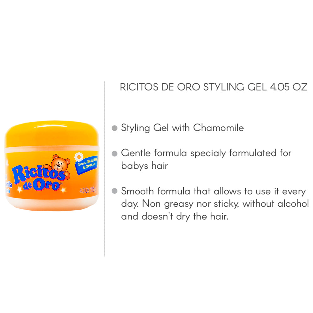 Ricitos De Oro Styling Gel Chamomile 4.0 Fl Oz / 115 gr. Pack of 2