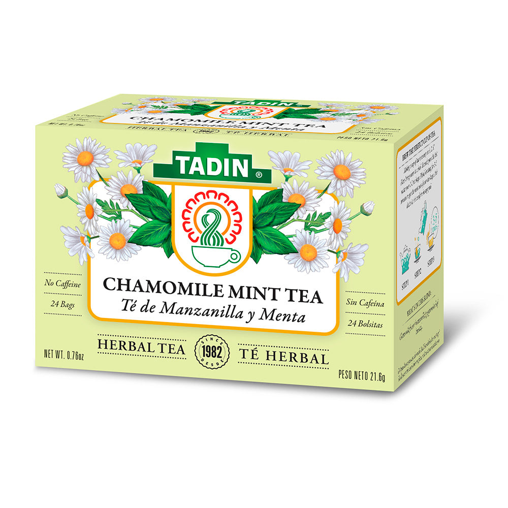 Tadin Tea Manzanilla con Menta / Chamomile with Mint. 24 Bags. 0.84 Oz. Pack of 3