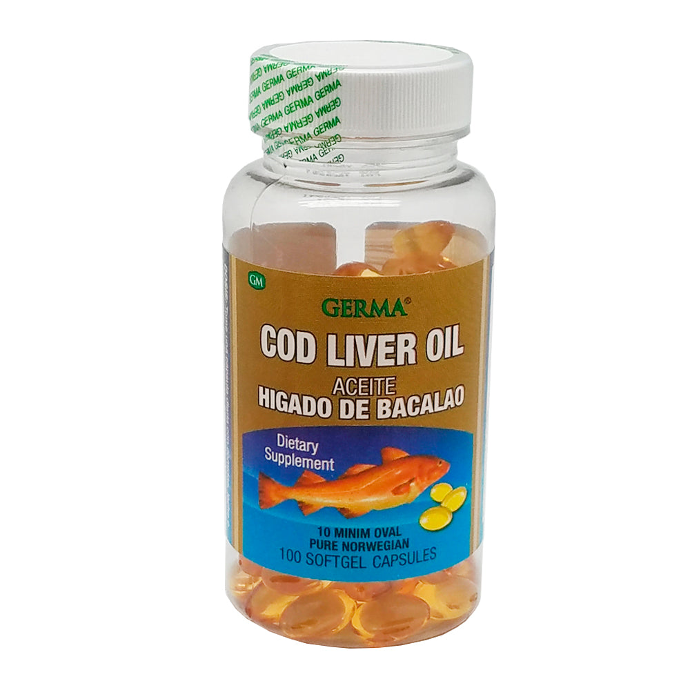 Germa Cod Liver Oil/Aceite de Higado de Bacalao 100 Caps. Pack of 3