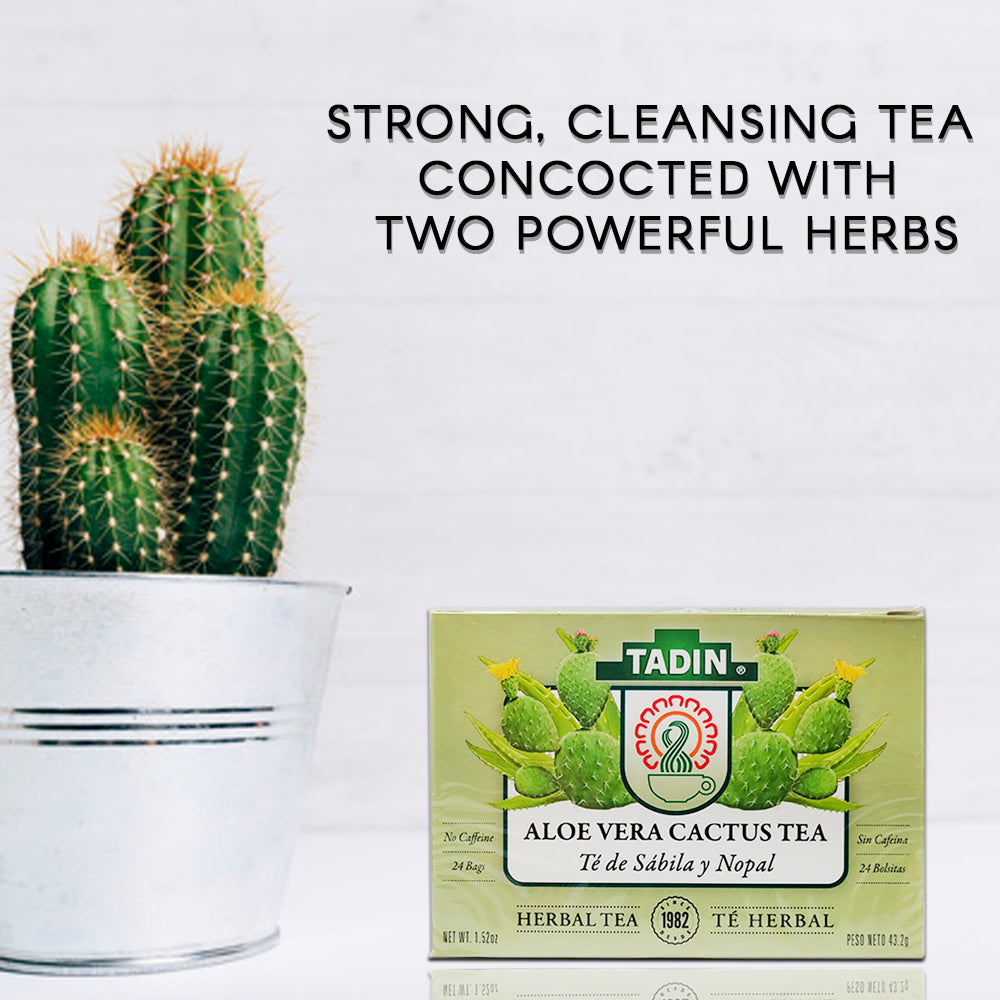 Tadin Cactus & Nopal Herbal Tea. Caffeine Free. 24 Bags. Pack of 3