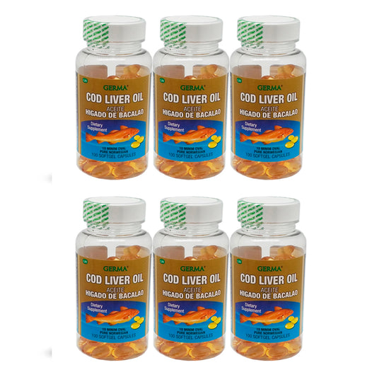 Germa Cod Liver Oil/Aceite de Higado de Bacalao 100 Caps. Pack of 6