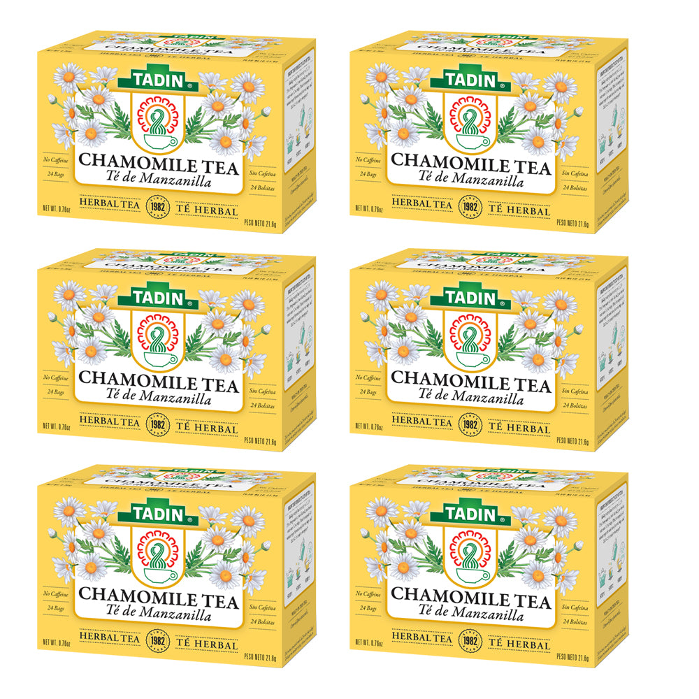 Tadin Tea Manzanilla / Chamomile. 24 Bags. 0.84 Oz. Pack of 6