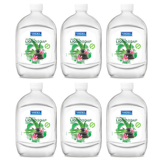 Lucky Super Soft Soap Refill - Aloe Vera 64 Fl.Oz. Pack of 6