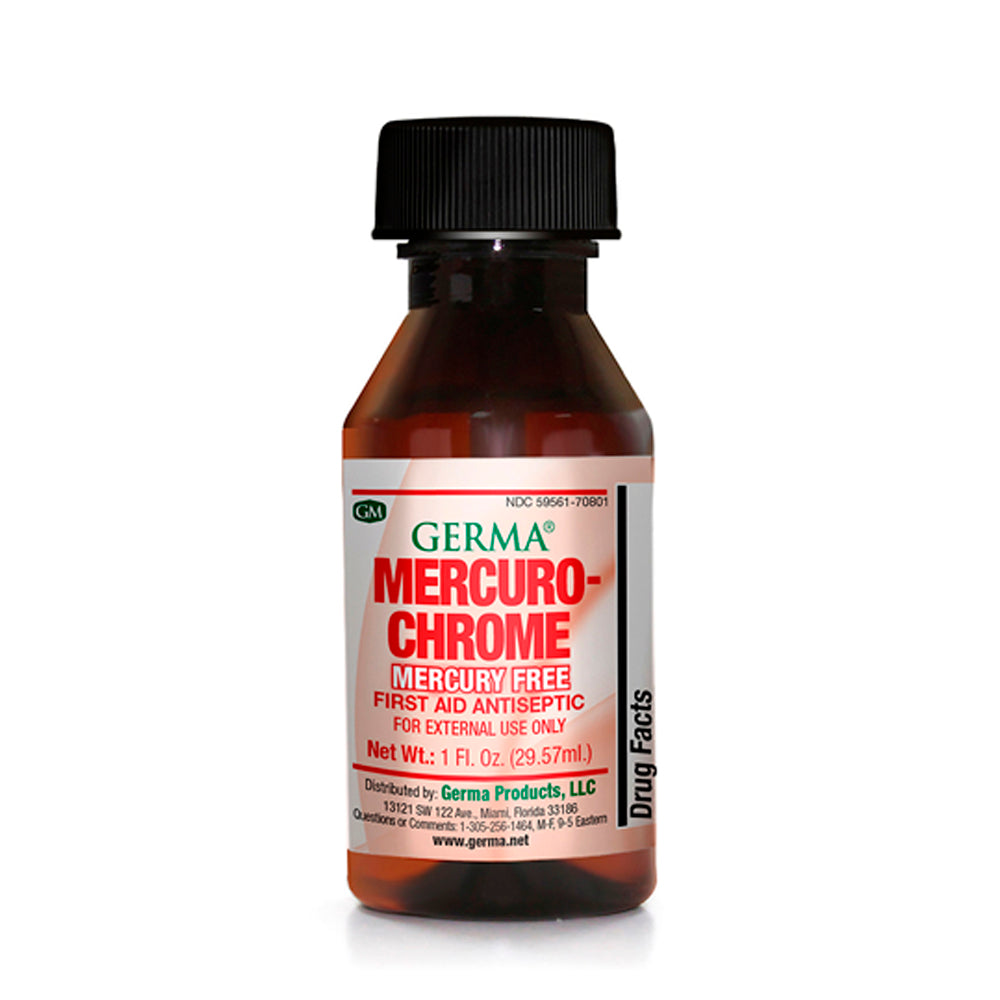 Germa Mercuro-Chrome, External Use/Mercuro-cromo, Uso Externo 1 Oz. Pack of 12