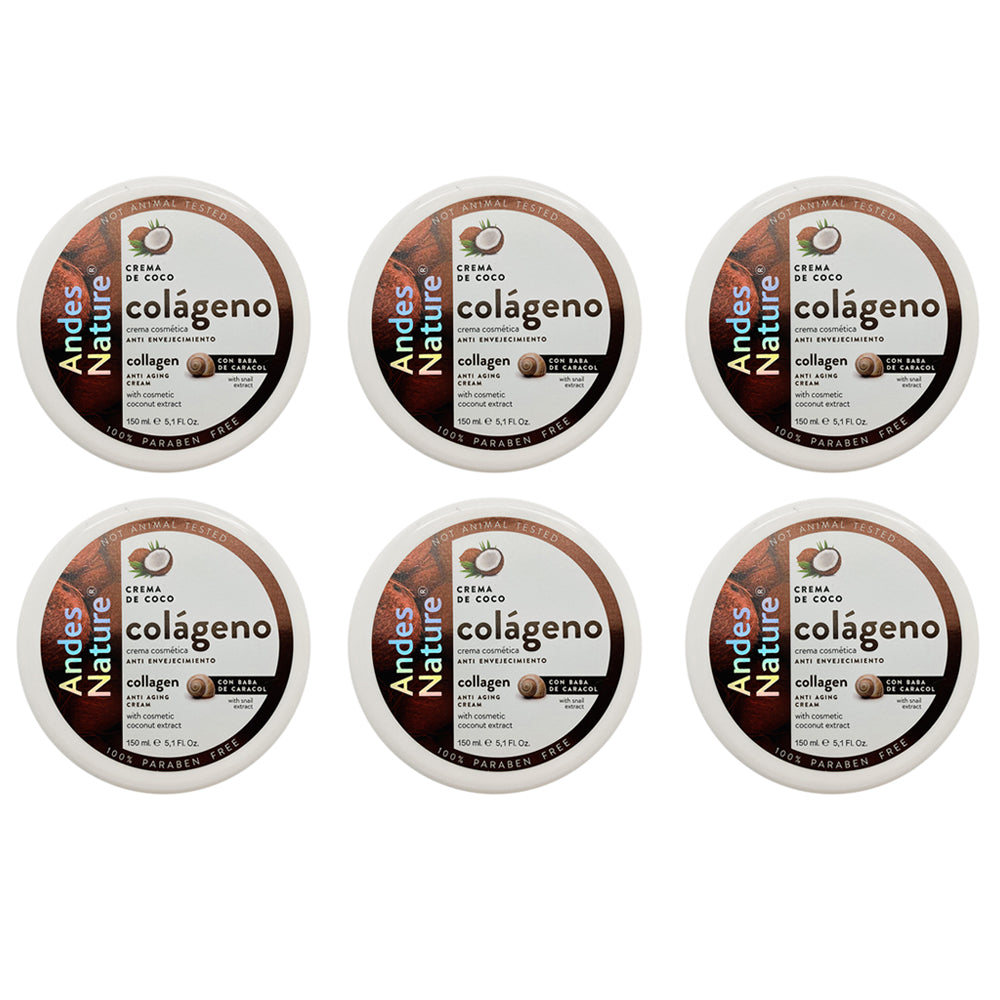 Andes Nature Crema de Coco + Caracol + Colágeno. Pack of 6