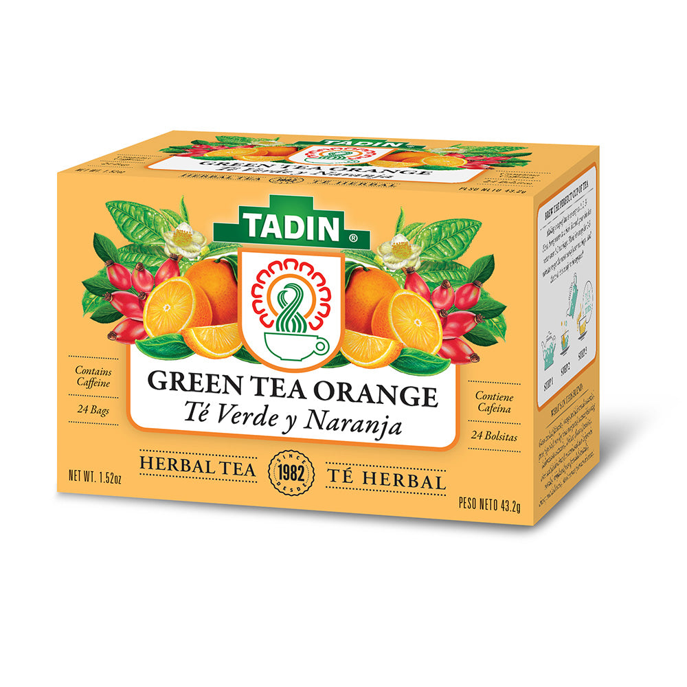 Tadin Tea Té Verde y Naranja / Orange Spice. 24 Bags. 1.61 Oz - Pack of 6