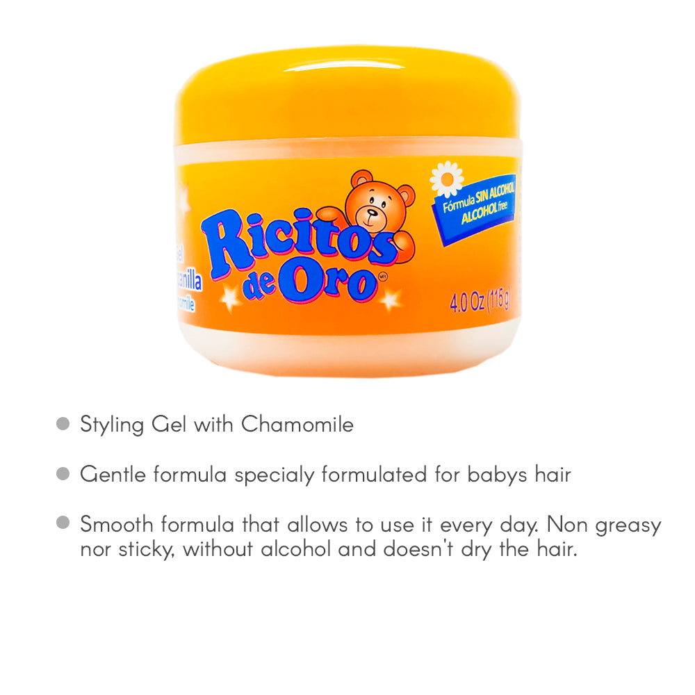 Ricitos De Oro Styling Gel Chamomile 4.0 Fl Oz / 115 gr. Pack of 6