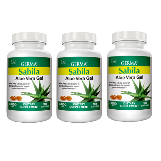 Germa Aloe Vera Supplement. 5000 Mg. 90 softgels. Pack of 3