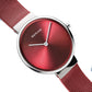 Bering Time Classic. Silver Stainless Steel, Red Dial Women's Watch. 14531-303
