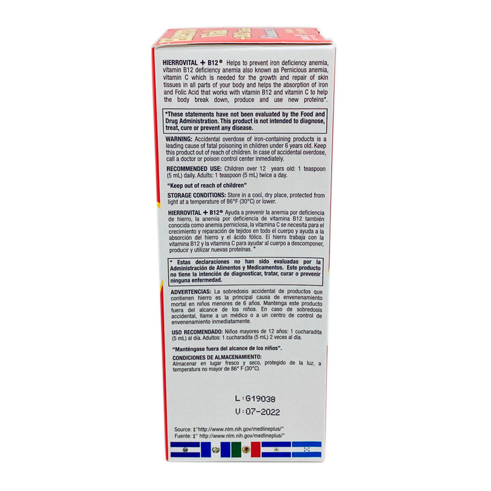 Hierro Vital Dietary Supplement Elixir Vitaminado 8.1 FO