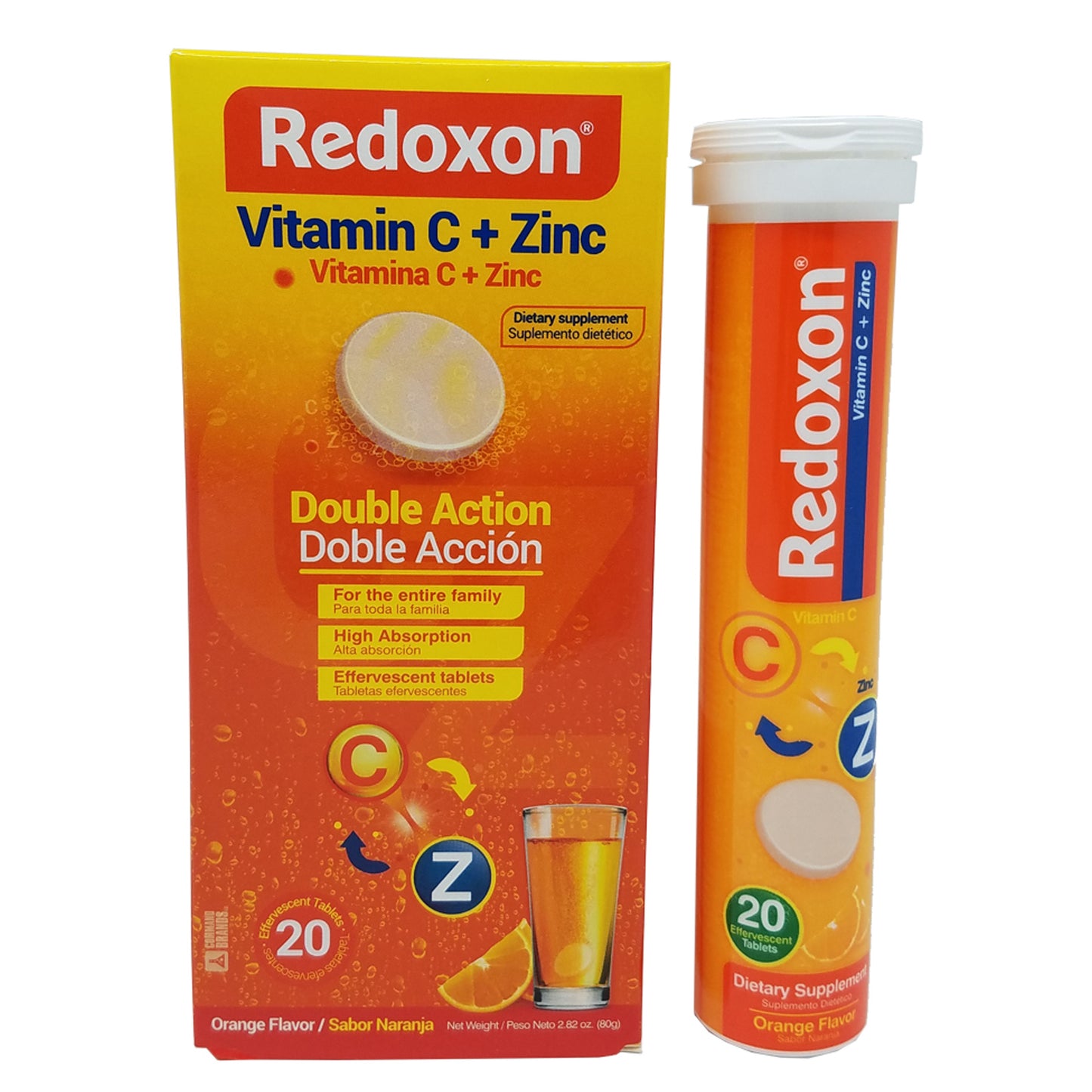 Redoxon Vitamin C with Zinc, Orange Flavored, 20 Ct, 2.82 Oz / 80 gr.