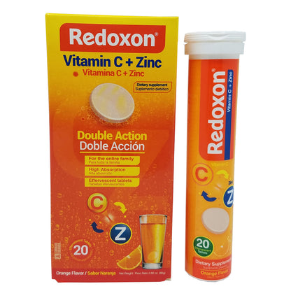 Redoxon Vitamin C with Zinc, Orange Flavored, 20 Ct, 2.82 Oz / 80 gr.