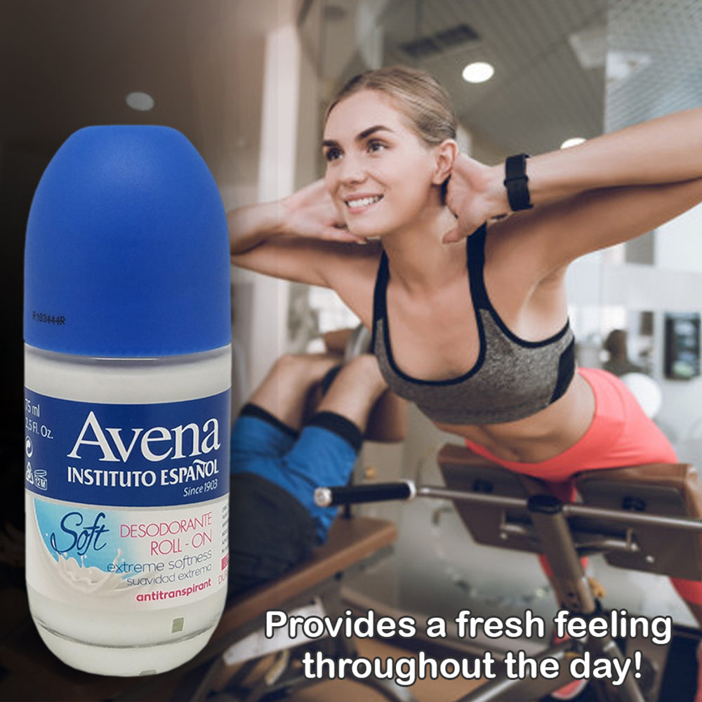 Instituto Español Avena Deodorant 2.5 Fl Oz 75mL. + Instituto Español Milk Leche Roll-on Deodorant 2.5 Fl Oz / 73 ml.