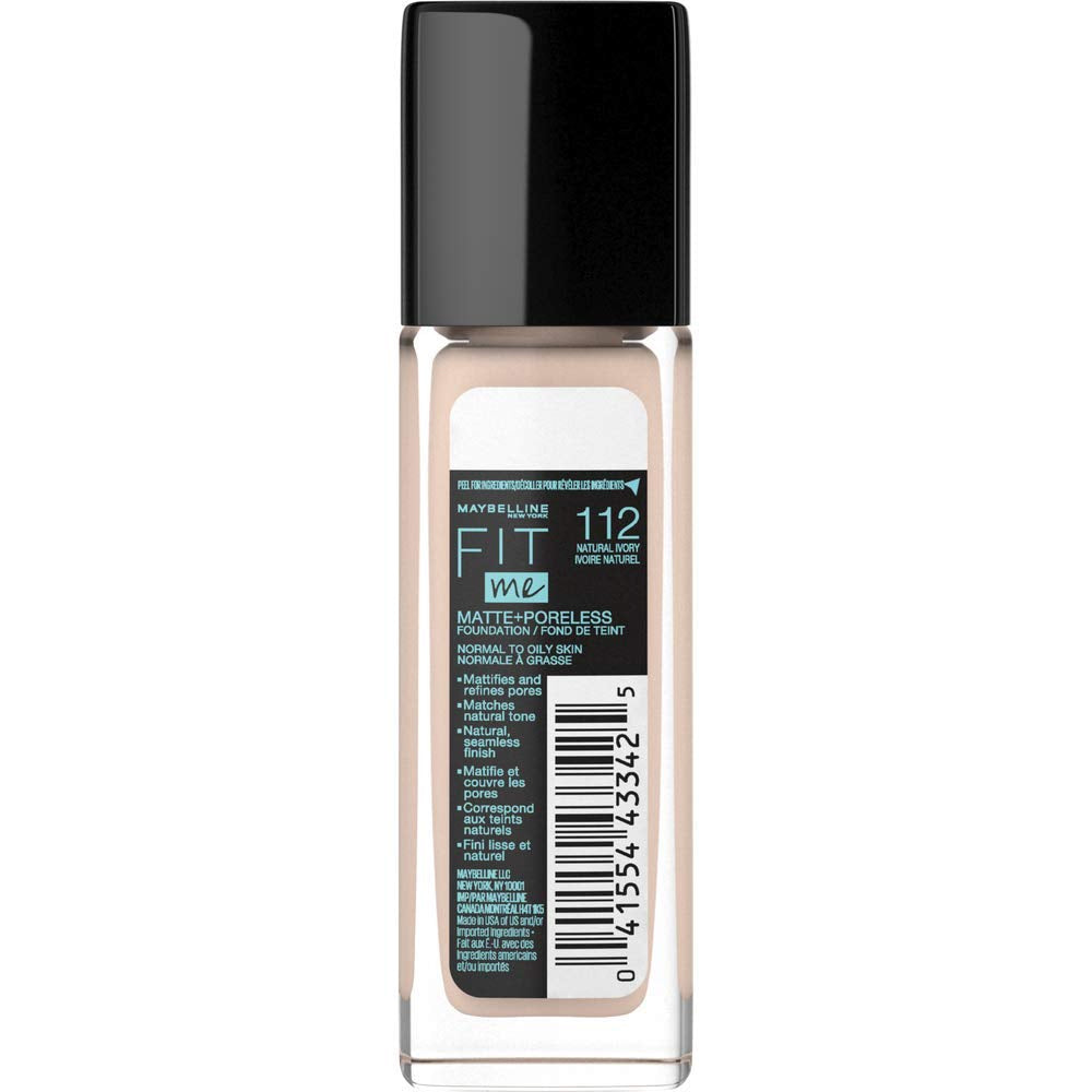 Maybelline Fit Me Matte + Poreless Liquid Foundation. 112 Natural Ivory. 1 fl.oz