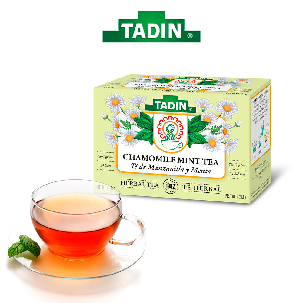 Tadin Tea Manzanilla con Menta / Chamomile with Mint. 24 Bags. 0.84 Oz. Pack of 3