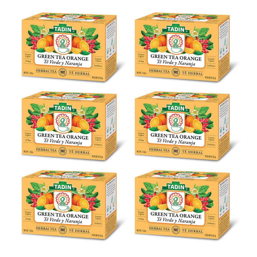 Tadin Tea Té Verde y Naranja / Orange Spice. 24 Bags. 1.61 Oz - Pack of 6