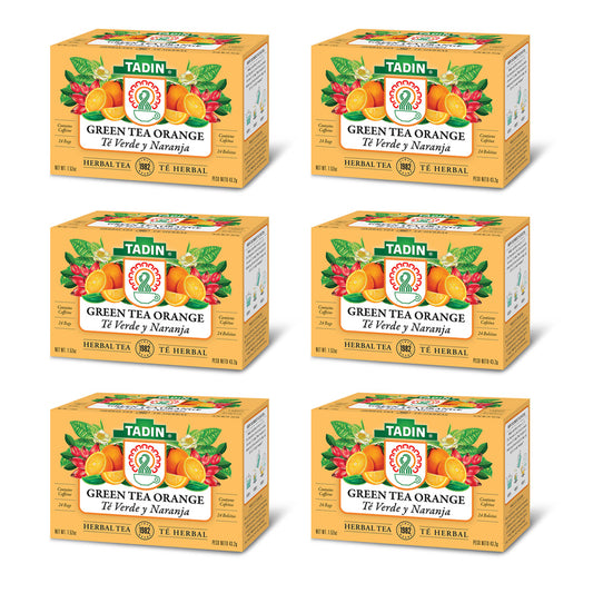 Tadin Tea Té Verde y Naranja / Orange Spice. 24 Bags. 1.61 Oz - Pack of 6