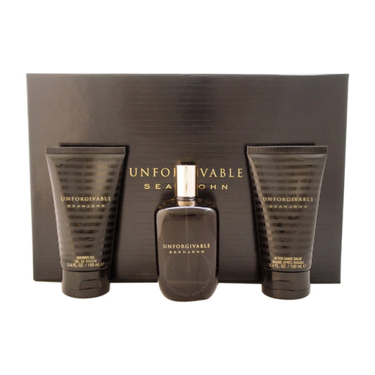 Sean John Unforgivable Gift Set. Eau de Toilette, Shower Gel and Aftershave Balm