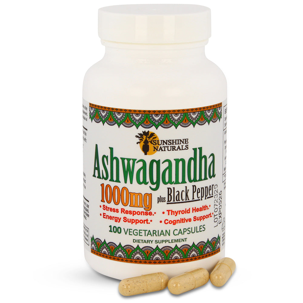 Sunshine Naturals Ashwagandha Plus Black Pepper. 100 Caps