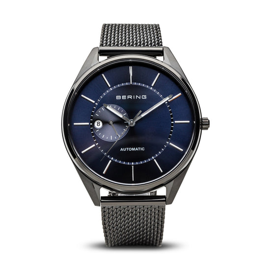 Bering Time Automatic Polished Black Steel and Blue Dial Men's Watch. 16243-227