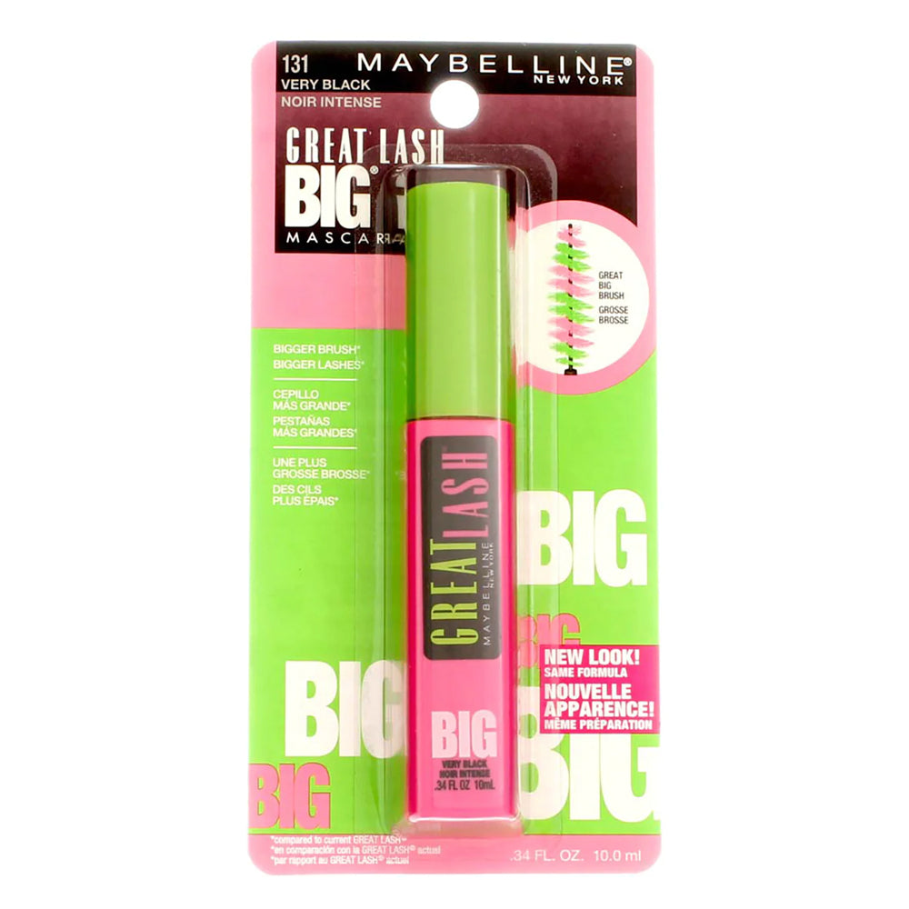 Maybelline Makeup Great Lash BIG Washable Mascara, Very Black Volumizing, 0.34 fl oz