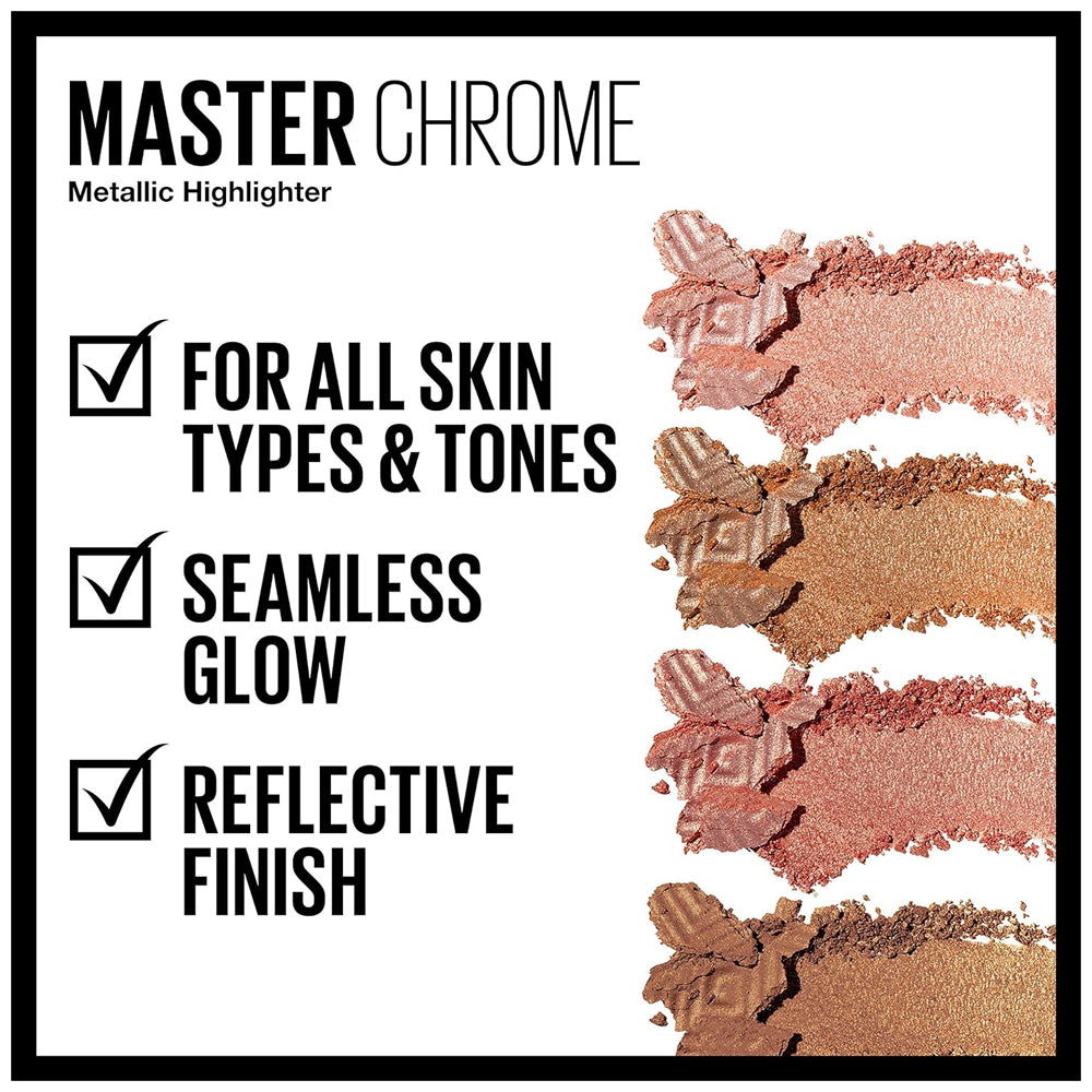 Maybelline Master Chrome Metallic Highlighter Powder Makeup, Molten Gold