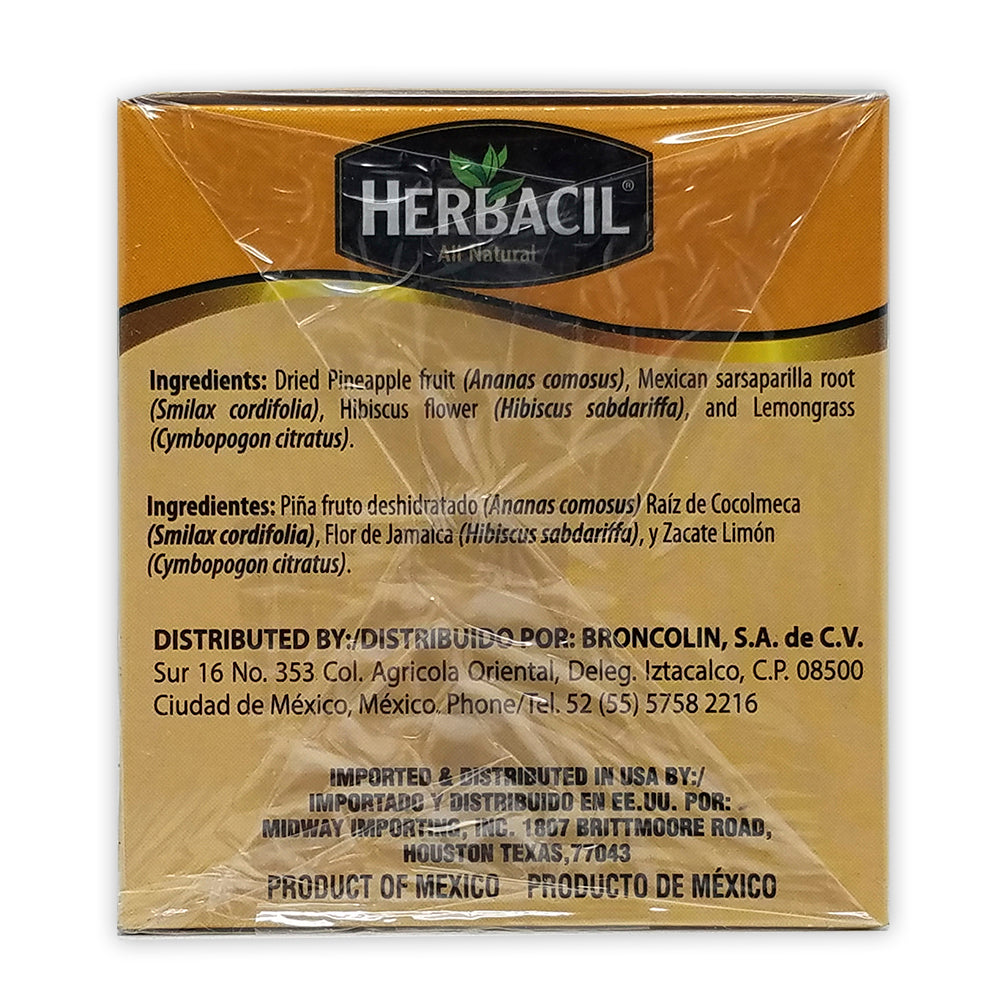 Herbacil Natural Pineapple Tea. 1.76 oz. 25 Bags. Pack of 6