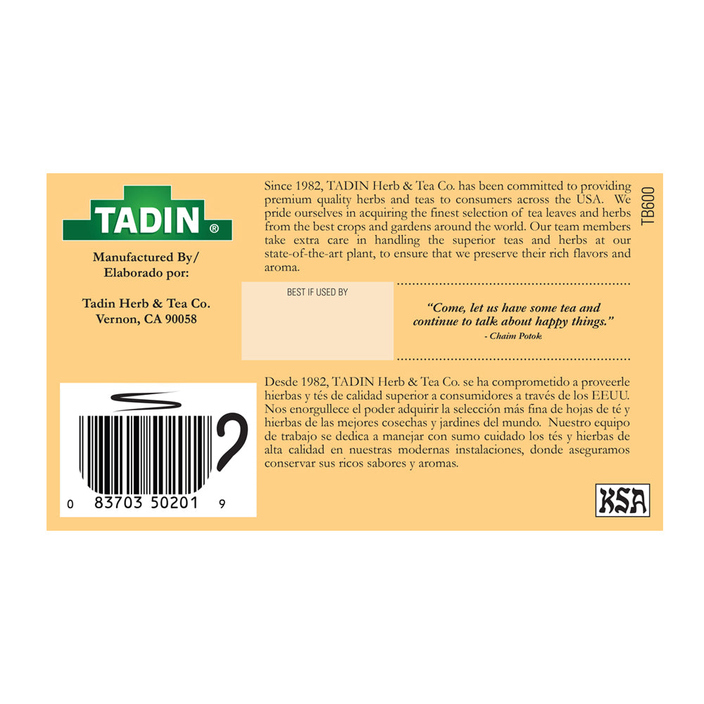 Tadin Tea Manzanilla con Miel / Chamomile Honey. 24 Bags. 0.84 Oz. Pack of 6