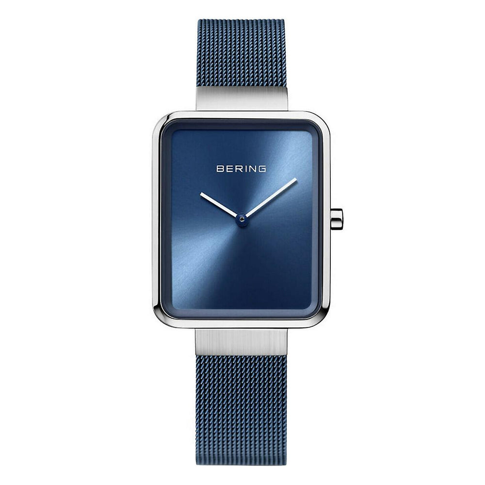 Bering Women's Classic 28mm Silver Watch with Blue Dial and Milanese Strap – 14528-307