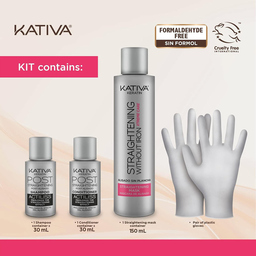 Kativa Straightening Antifrizz Xtreme Care Kit - Ultimate Frizz Control & Smooth Hair, 1 Kit