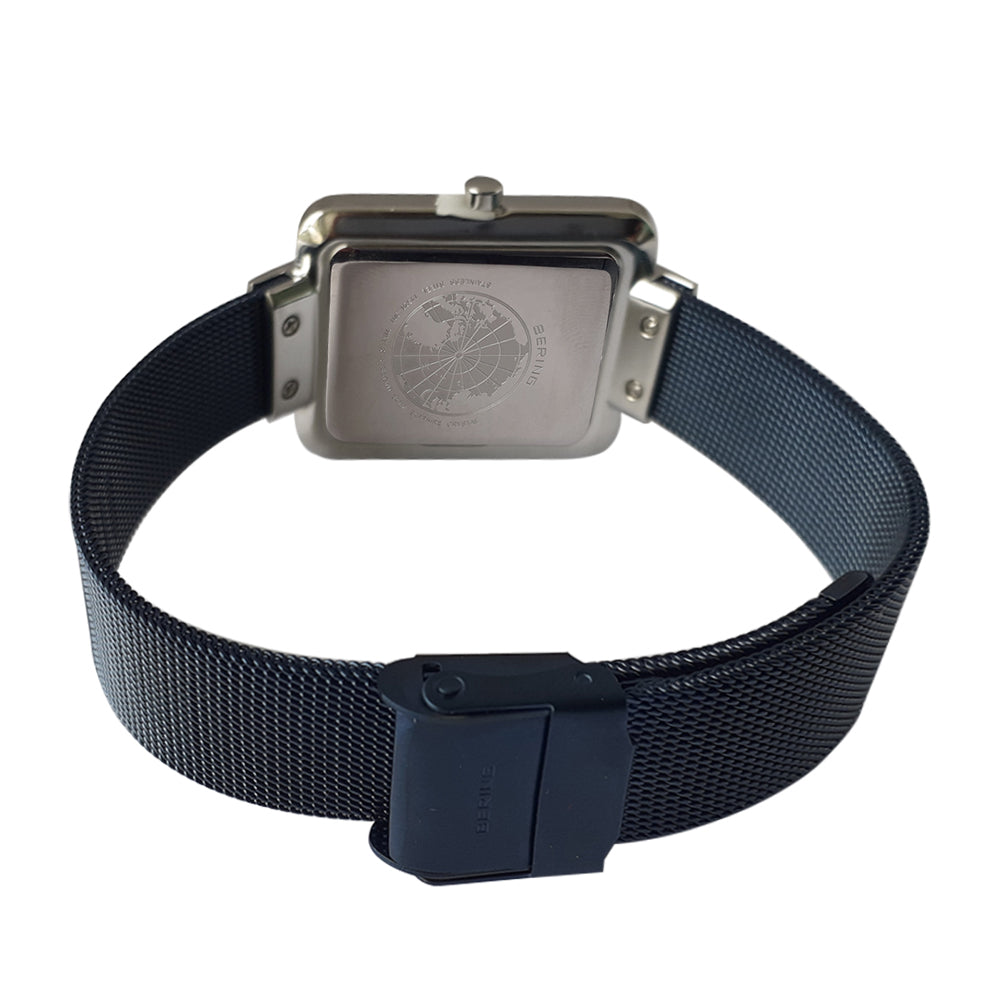 Bering Women's Classic 28mm Silver Watch with Blue Dial and Milanese Strap – 14528-307