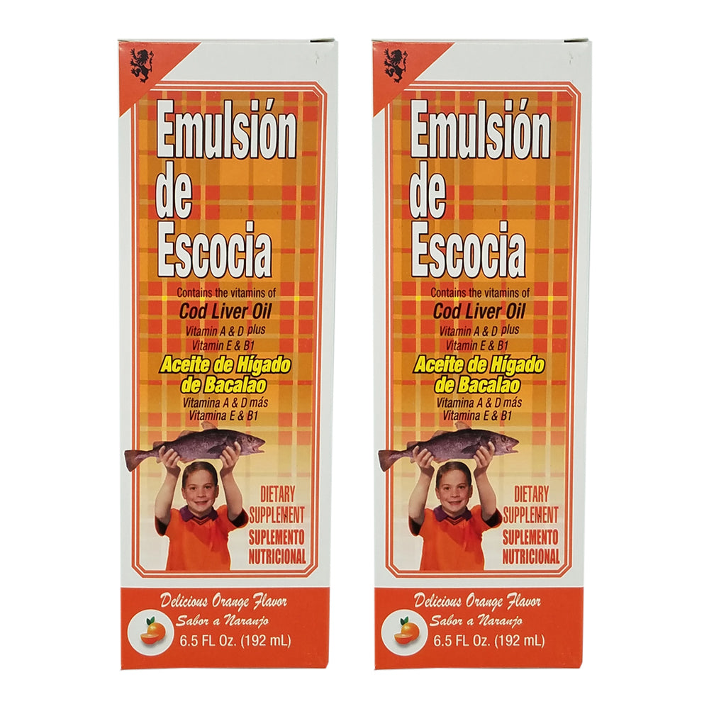 Emulsion de Escocia Vitamins A, D, E and B1 Orange 6.5 Fl Oz / 192 mL. Pack of 2